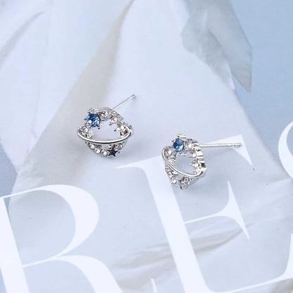 Boho Crystal Saturn Earrings Cz Orb Planet Earrings