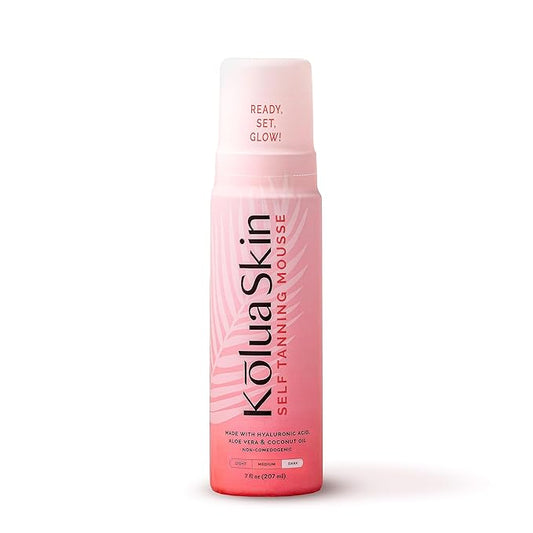 KoluaSkin by KoluaWax Self Tanner Mousse, Dark - Natural-Looking Sunless Body Fake Tan - Dries Quick w/No Streaks, Hydrates Skin - Light Tropical Scent & Dermatologist-tested for Sensitive Skin, 7oz