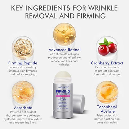 Advanced Retinol Firming Serum Stick,Retinol Face Stick,3-in-1 Smooth,Tighten and Firm Face,Neck & Jawline, Reduces Wrinkles,Nourishing Anti Aging Repair Cream for All Skin Types,1.0 OZ.(30G)