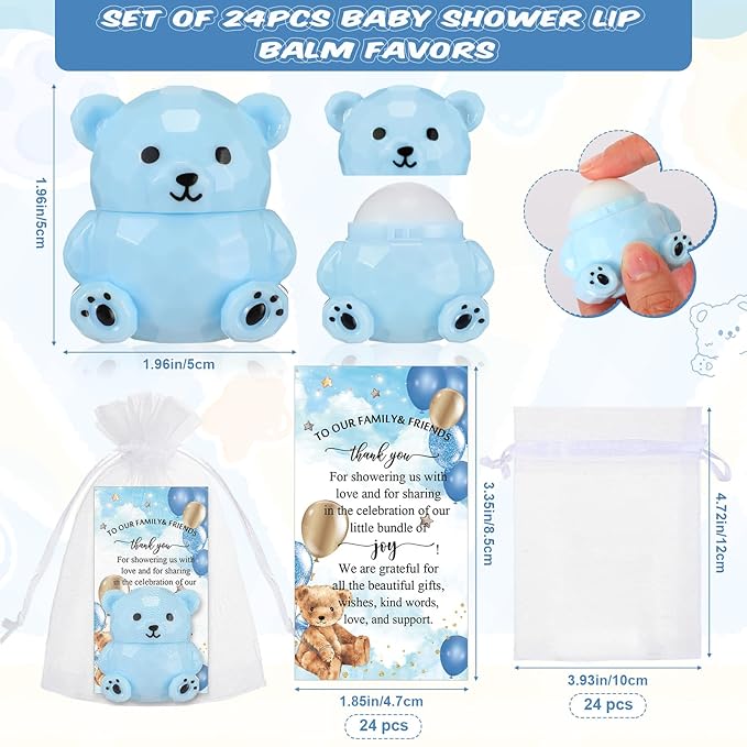 24 Sets Baby Shower Bear Lip Supplies