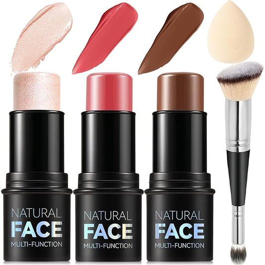3Pcs Cream Contour Stick Makeup Kit, Shades with (LIGHT MEDIUM)