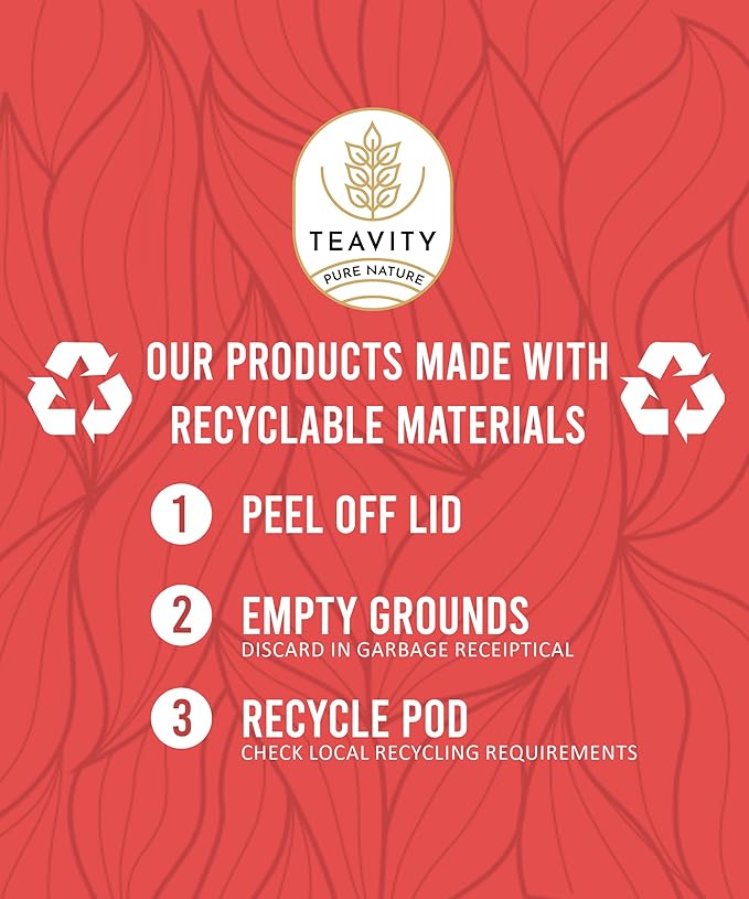 Organic Raspberry Apple Black Tea Pods for Keurig - Naturally Caffeinated Fruit Tea by Teavity (24 Tea Pods)