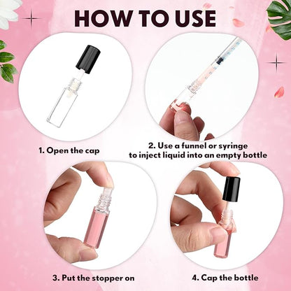 Jinei 150 Pcs Clear Empty Lip Balm Bottles 1.2ml Mini Lip Gloss Tubes, Refillable Lipstick Containers Transparent Plastic Clear Lipstick Tubes for Girl Women DIY Makeup Lip Sample Travel (Black)