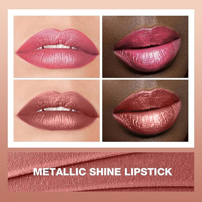 BEAUTY SEARCHER Lipstick, Metallic Shine Finish Lip Balm Glossy Hydrating Nude Velvet Red Long-Lasting Moisturisation Luxury Lip Stick Makeup # 05 Honey Peach Coral