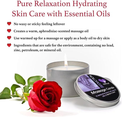 LOVE PLAY Massage Oil Candle for Home SPA - Vegan Moisturizing Body Oil Candle for Pure Relaxation - Hydrating Skin Care Massage Oils with Essential Oils (6.76oz)