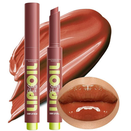 Brown Lip Gloss Stick Moisturizing Lip Makeup Lip Plumper Gloss Lightweight Buildable Vegan Lipbalm Plumping Lipgloss For Women Girls Long-Lasting Dry Lip Care, 04#