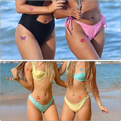 225 Pieces Tanning Stickers, Sunbathing Tattoo Body Sticker Self Adhesive for Indoor Tanning Beds, 15+ Styles Heart Butterfly Lips Strawberries Shaped