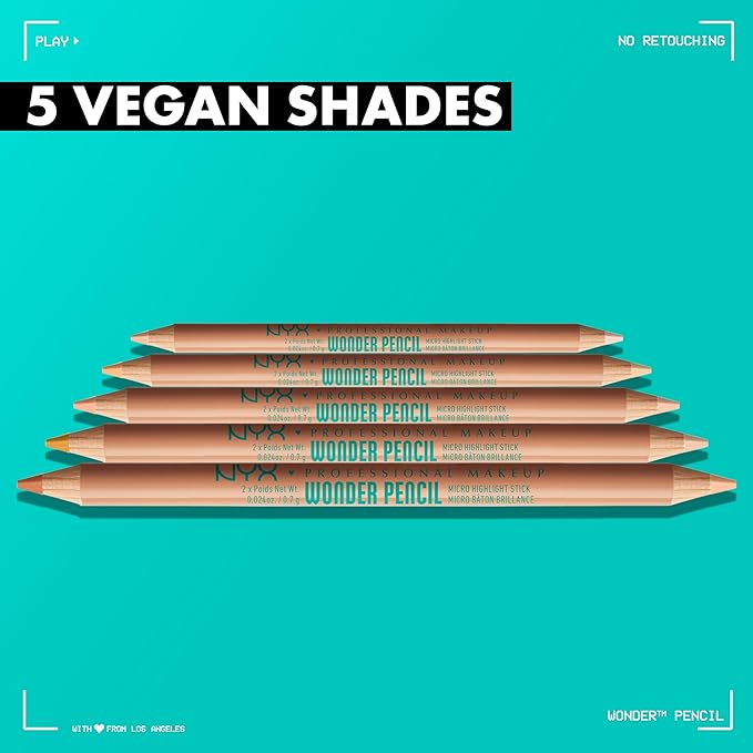 NYX PROFESSIONAL MAKEUP Wonder Pencil, Multi-Use Micro Highlighter of 2)