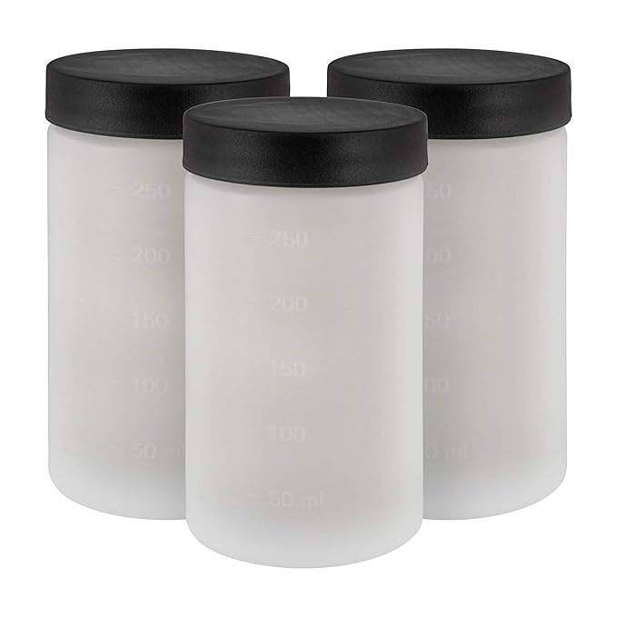 Pack of 3-8 ounce solution cups with lids; Cups Fit the Belloccio Model G11 Metal Turbine Spray Tanning Gun (Gun Not Included)
