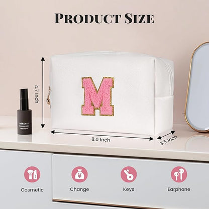 Preppy makeup bag, cute initial