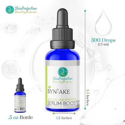 Skin Perfection Syn-AKE Freeze Wrinkles Peptide DIY Anti-Aging Skincare Booster Smooth Firm Vertical Expression Lines Between the Eyebrows the 11's .5 oz