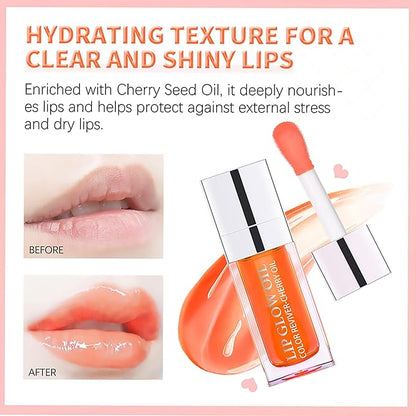 Hydrating Lip Glow Oil, Moisturizing Lip Gloss, Plumping Lip