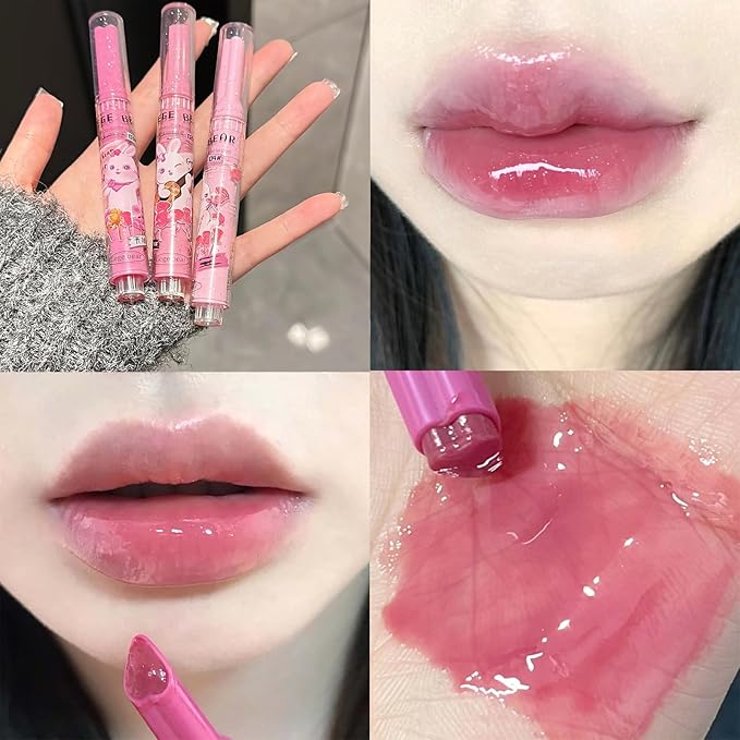 3Pcs Sweet Heart Jelly tinted Lip Balm, Long Long