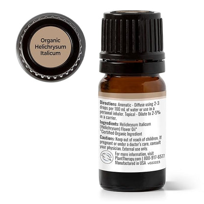 Plant Therapy Organic Helichrysum Italicum Essential Oil 100% Pure, USDA Certified Organic, Undiluted, Natural Aromatherapy, Therapeutic Grade 5 mL (1/6 oz)