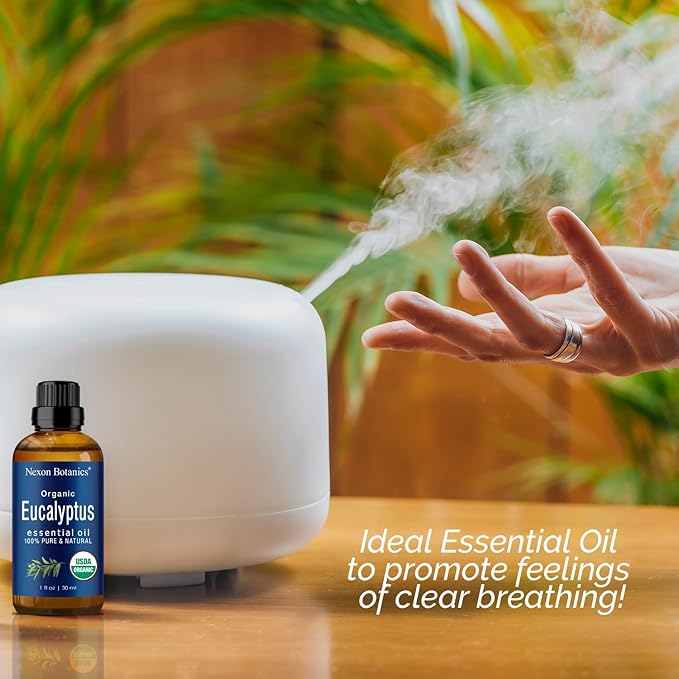 Organic Eucalyptus Essential Oil 30 ml - Pure Natural Oil for Diffuser, Sauna, and Aromatherapy - Aceite de Eucalipto - Nexon Botanics