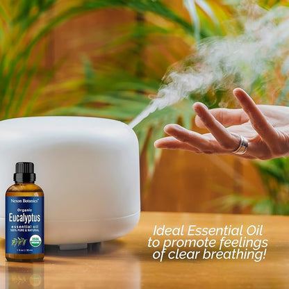 Organic Eucalyptus Essential Oil 30 ml - Pure Natural Oil for Diffuser, Sauna, and Aromatherapy - Aceite de Eucalipto - Nexon Botanics