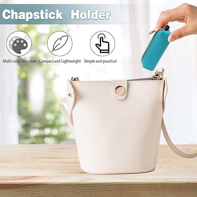 Chapstick Holder 6 Pcs Lip Balm Sleeve Pouch Portable Lipstick Holder Bag Clip-on Makeup Travel Accessories Great Stuffers Gift for Women