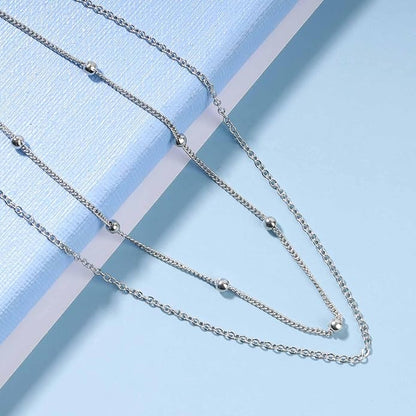 Boho Layered Satellite Choker Necklace Gold Ball Chain