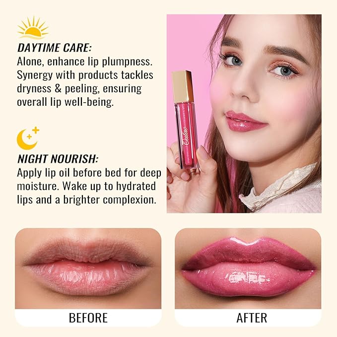 Oulac Shine Orange Liquid Lipstick for Women-Lip Plumper Lip Gloss for Dry Lip Care, Lightweight Soft and Hydrating Lip Tint Stain with Vitamin E & Rose Oil Vegan & Cruelty-Free, S06