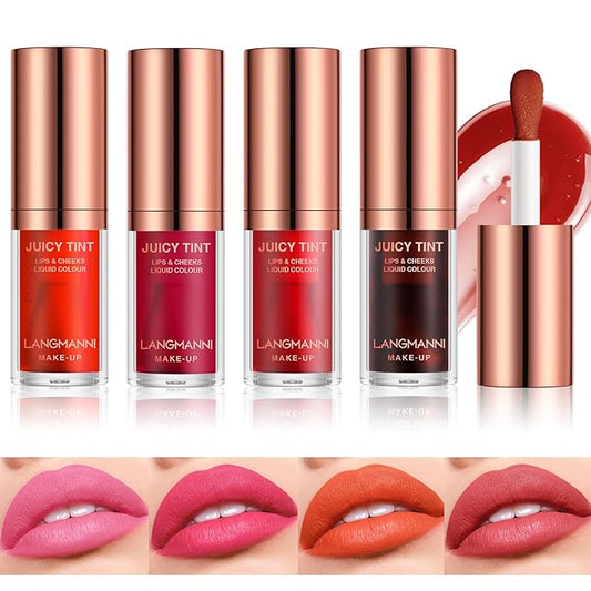 LANGMANNI Lip Stain Set,Liquid Lip Tint Kit With LANGMANNI