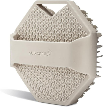 Sud Scrub® Antimicrobial Silicone Body Scrubber, Exfoliating Body Scrubber for Sensitive Skin, Eco Friendly Shower Scrubber for Body, Silicone Body Brush for Showering, Clay