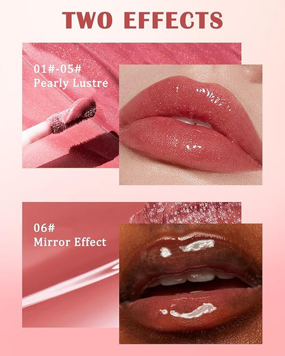 Clear Glitter Lip Gloss Lip Plumper, Hydrating Lip Glow Oil Plumping Lip Oil Gloss, Long Lasting Moisturizing Orange Tinted Jelly Lip Gloss, Shimmer Lipgloss Lip Glaze Lip Care for Women-04