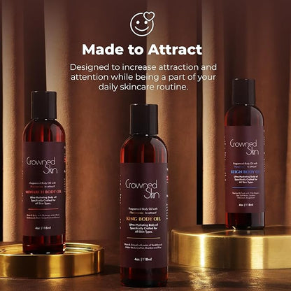 King, Reign, and Monarch Cologned Body Oil Bundle | Sensual, Nautical, & Spicy Scents | Infused with Organic Shea & Mango Butters | Moisturizing Formula with All-Day Fragrance