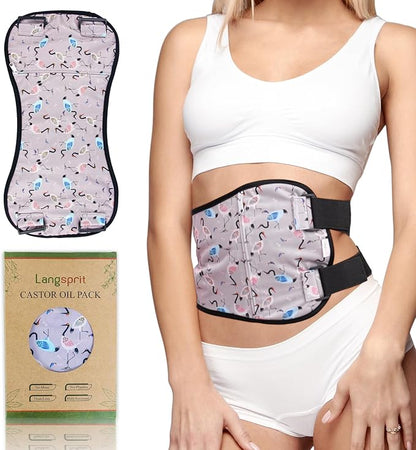 Langsprit Castor Oil Pack Castor Oil Pack Wrap, Organic Castor Oil Packs for Liver Detox, Inflammation, Reusable Castor Oil Pack Compress Castor Oil Packs kit L