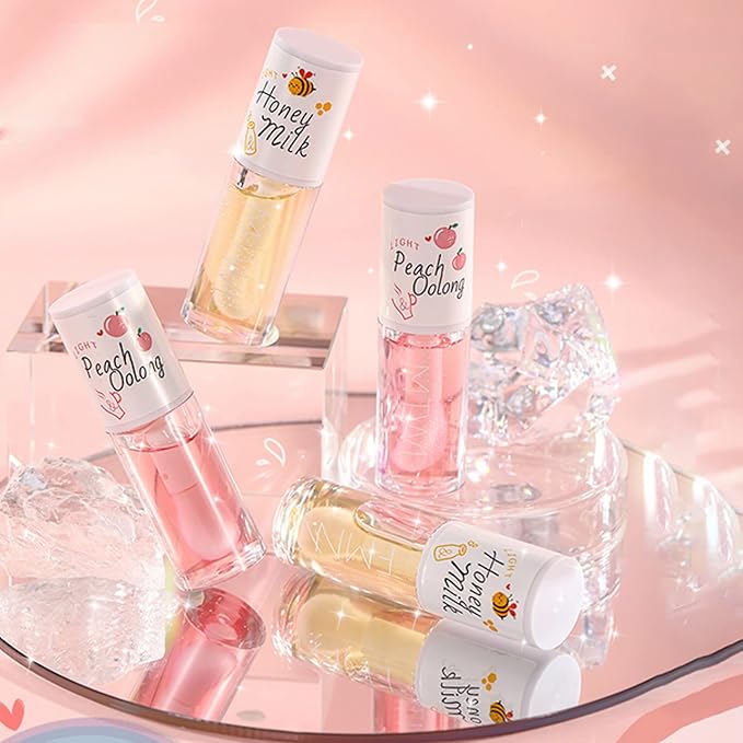 Crystal Jelly Moisturizing Lip Oil 2Pcs Hydrating Lip Moisturizing