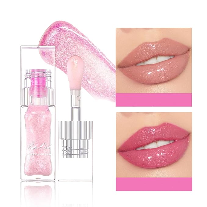 MAEPEOR Changing Lip Gloss 7 Colors Moisturizing Non-sticky Lip Oil Gloss Nourishing Shiny Glossy Lipgloss for Lip Care and Dry Lip (Color 00)