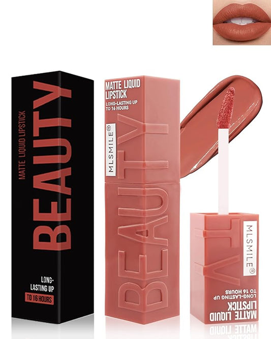 Matte Liquid Lipstick for Women, Highly Pigmented Lip Tint Stain, Super Velvet Matte Nude Red Lip Gloss, Up to 16H Wear, Long Lasting Waterproof Non-Stick Cup Lip Color Stay,Christmas Makeup Gift-02#