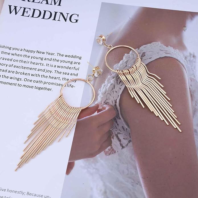 Boho Circle Bar Drop Earrings Hollow
