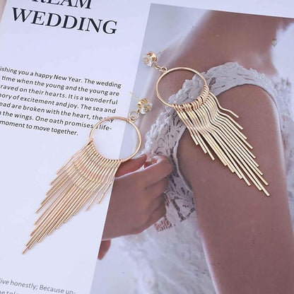 Boho Circle Bar Drop Earrings Hollow
