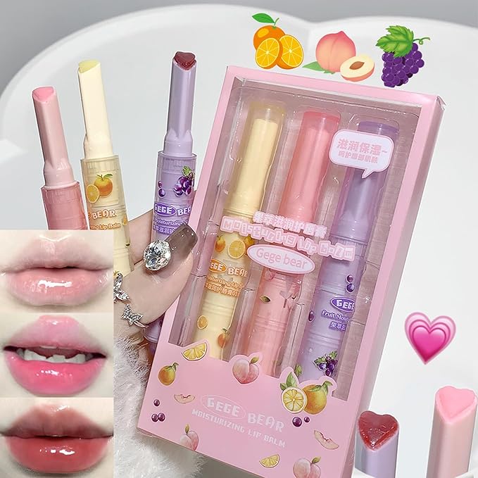 3 Colors Jelly Lipstick, Tinted Lip Gloss Heart Gloss