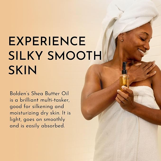BOLDEN SHEA OIL with Vitamin E | 100% Natural | Unparalleled Moisture & Radiance for Skin & Hair | UNSCENTED | 3.4 fl oz
