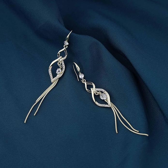 Vintage Crystal Dangle Earrings Long Rhinestone