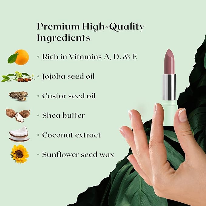 Vegan Lipstick (Orchid) - Sensational One-Stroke Long Lasting Lipstick from Natural Oils & Butters Full-Coverage Lip Color with Shea Butter & Coconut Extact - Premium Hydrating Lipsticks