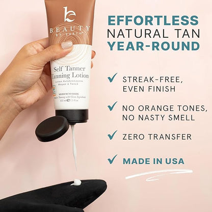 Tanning Lotion Self Tanner Kit - USA Made with Organic & Natural Ingredients, Self Tanning Lotion Face Tanner & Application Kit, Non Toxic Gradual Tan Lotion, Sunless Tanning Lotion for Women & Men