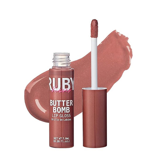 Ruby Kisses Lip Gloss Butter Bomb Gloss Non-Sticky Lip Gloss Vitamin E Natural Nude Lip Makeup - 7.8mL (0.26 US fl.oz) (Beau)