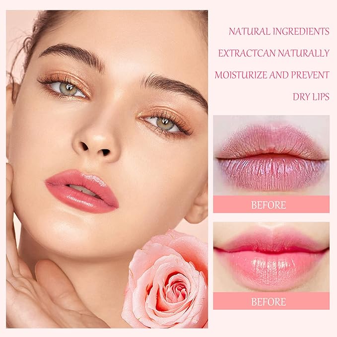 Pack of 3 Crystal Flower Lipstick Color Changing Lipstick Magic Lipstick Jelly Clear Lipstick,Long Lasting Nutritious Moisturizer Temperature Lip Stain Lip Gloss