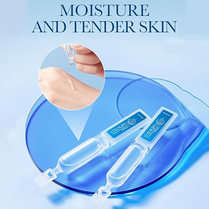 Collagen Serum for Face - Hydrating Serum with Hyaluronic Acid, Anti-Wrinkle & Firming Facial Serum, Repair Skin Barrier, Travel-Size Skincare, Single-Use Vials Skincare, 1.5ml x 30PCS