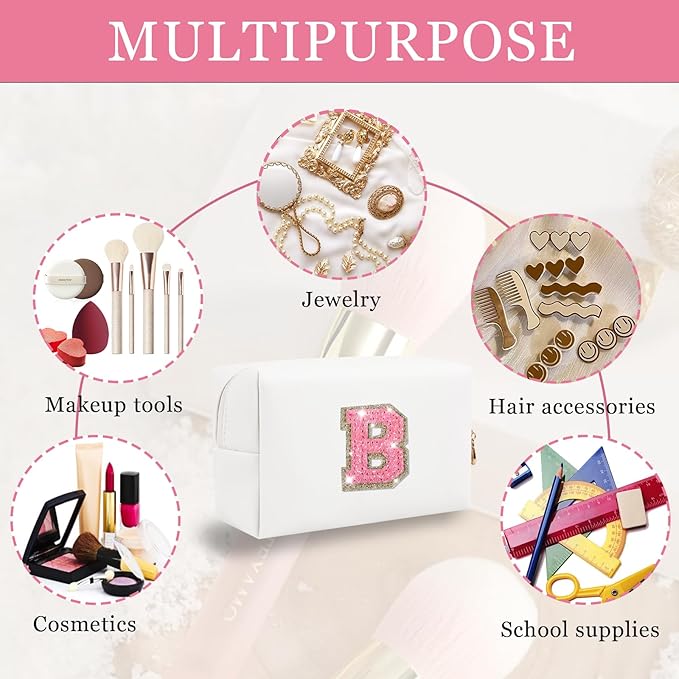 Personalized initial letter makeup bag,