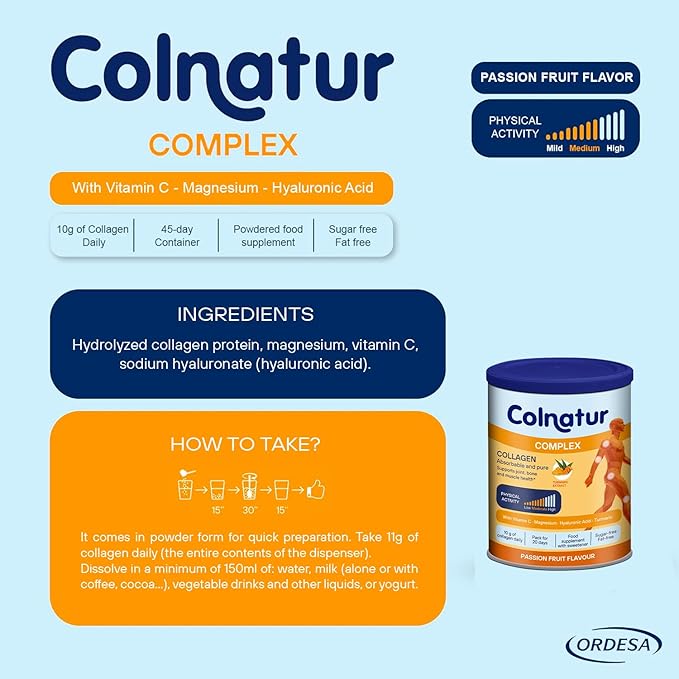 COLNATUR Complex Collagen Turmeric Flavor 250g – Joints, Bones, Muscles, Teeth and Skin – Collagen and Vitamin C