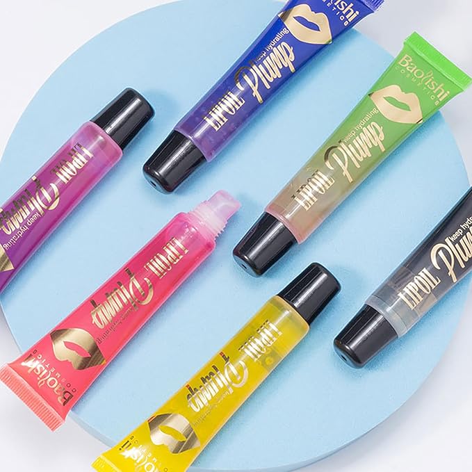 Plumping Lip Oil Set, Clear Lip Gloss for Lip Care, Fruit Flavour Hydrating Lip Glow Oil Toot Lip Oil, Nourishing, Non-sticky