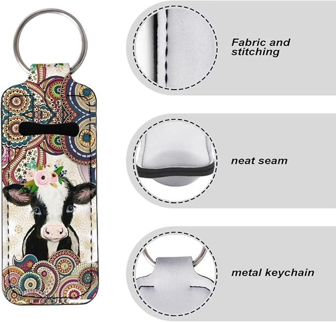 Bulopur Mandala Cow Chapstick Holder Slim Neoprene Lipstick