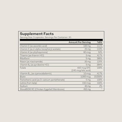 The Nue Co. GROWTH Phase Supplement, Supports Hair Growth, Reduces Breakage, Thicker & Fuller Hair, Contains Vitamins, Reishsi Mushrooms, Proteins & Adaptogens, Vegan, Gluten Free, 30 Capsules
