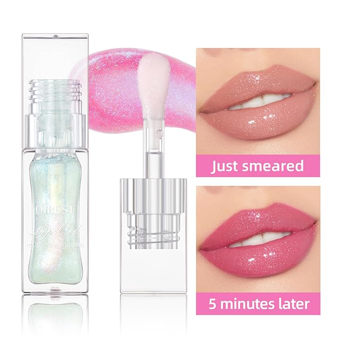 Magic Color Changing Lip Oil, Cosmetics Color Changing Lip Oil, Warm Change Hydrating Lip Gloss, Long Lasting Shimmery Lip Glow Oil, Moisturizing Non-sticky Fresh Texture Lip Oil (Set D, 1)