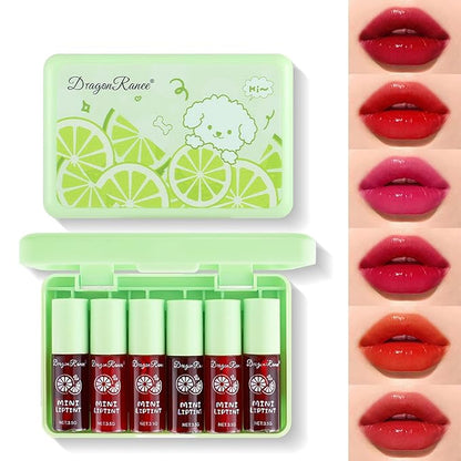 Lip Tint Korean Stain Set, 6 Colors Watery Lip Stain, Plumping Lip Gloss Mini Liquid Lipstick Long Lasting Waterproof Easy Apply Vivid Color
