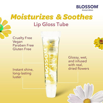 Blossom Scented Moisturizing Lip Gloss Tubes, Infused with Real Flowers, 0.3 fl. oz/9ml, Marshmallow