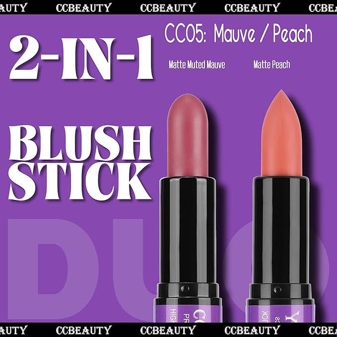 CCbeauty 2pcs 2-IN-1 Matte Contour Concealer Stick Cool
